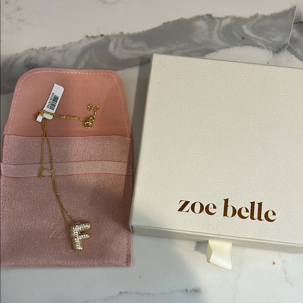 Gold and Pink Initial Necklace